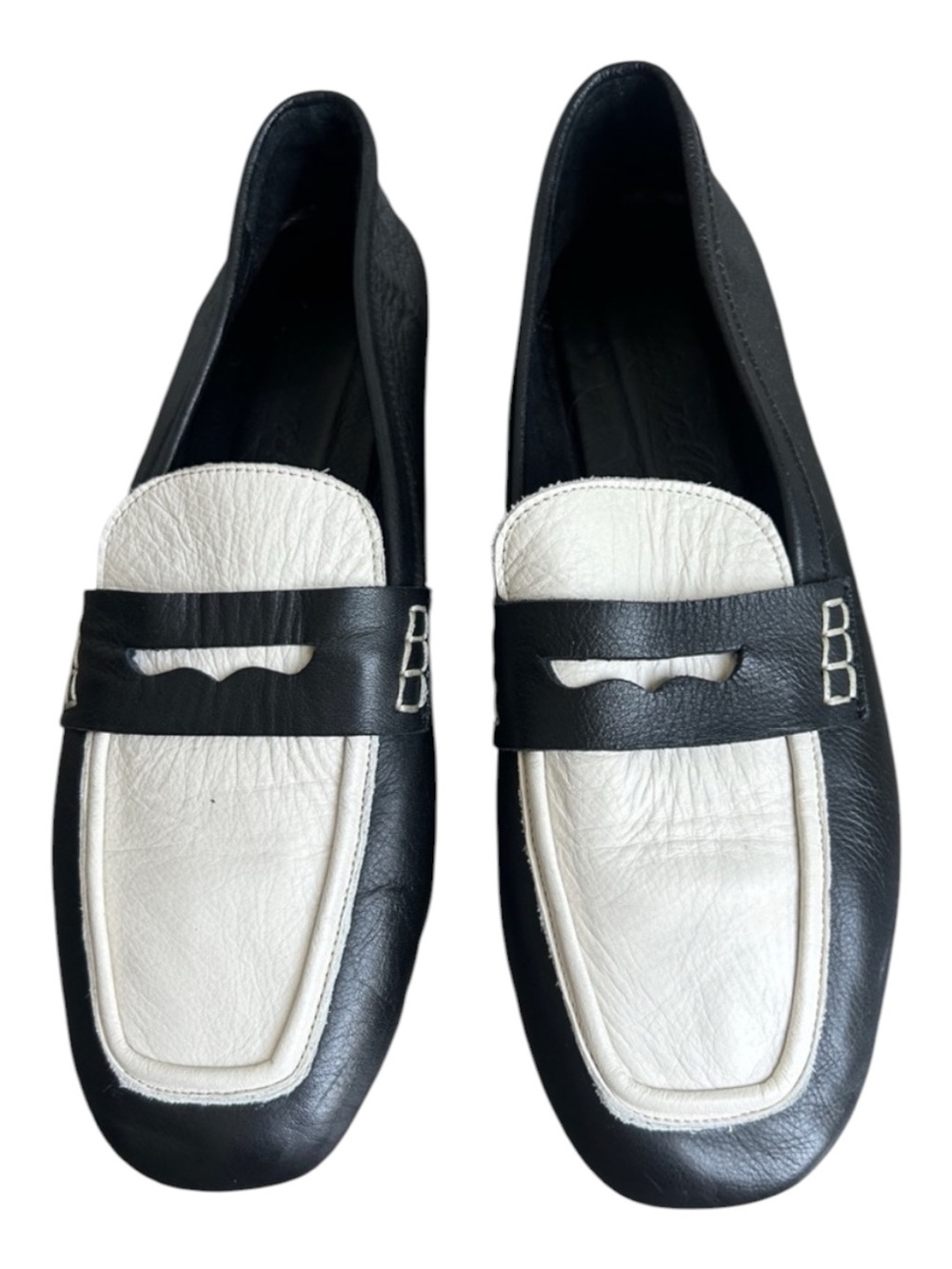 L’intervalle White/Black Leather Penny Loafer Spectator Shoe EU 38 US 7.5